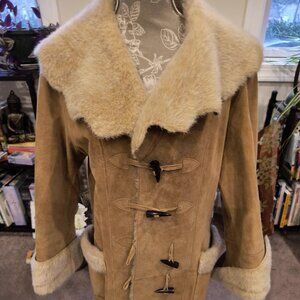 Women's Cripple Creek Leather Faux Fur Coat L